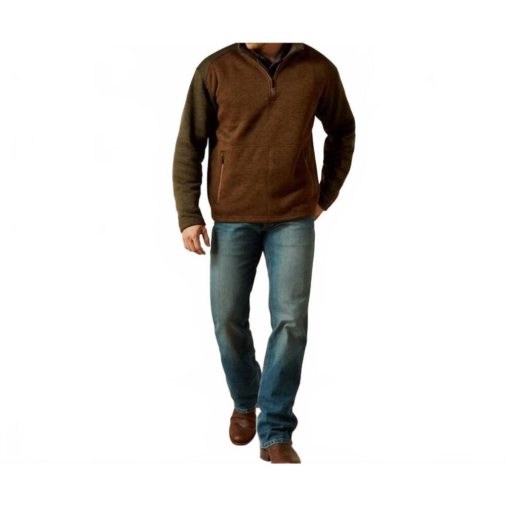 NEW ARIAT caldwell quarter zip sweater in carafe/earth green